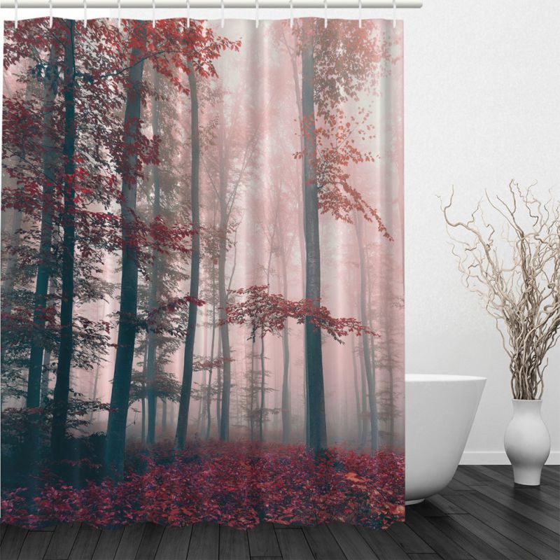 Waterproof Fabric Nature Scenery Bathroom Shower Curtain Panel Sheer 12